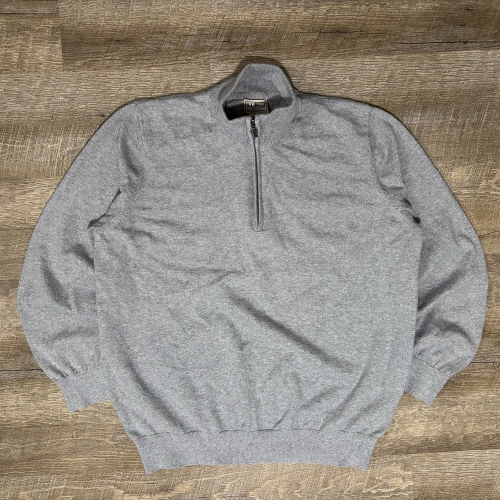 L.L. Bean Cashmere Blend 1/4 Zip Pullover Sweater Men’s XL Regular Fit Gray